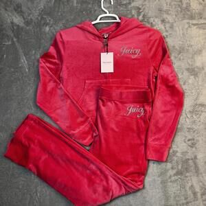 Juicy Couture Womens Size Large Velour Tracksuit Rhinestones Y2K Hot Pink Bling